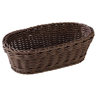 Afbeelding van APS Wandmand ovaal &quot;PROFI LINE&quot; gevlochten mand van polypropyleen afmetingen: 28 x 16 cm / hoogte 8 kleur: donkerbruin