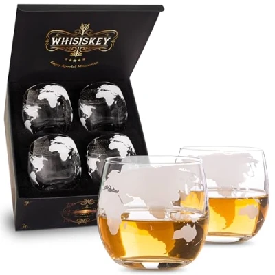 Afbeelding van Whisiskey Wereldbol Whiskey glazen 4 285 ml set Waterglazen Drinkglazen whisky glas Cadeau