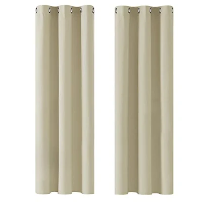 Afbeelding van Deconovo Thermische verduisteringsgordijnen, koude isolatie, modern design met oogjes, gordijnen voor woonkamer en slaapkamer, 107 x 229 cm (breedte hoogte), donkerbeige, 2 stuks