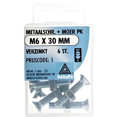 Afbeelding van M.schroef moer pk m6x30mm 6st Deltafix