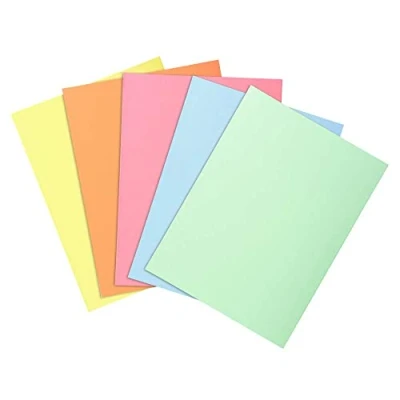 Afbeelding van Exacompta Ref. 850100E verpakking van 100 inlegkaften SUPER 60 g/m² in pastelkleuren, PEFC gecertificeerd, afmetingen: 22 x 31 cm, voor DIN A4, 5 verschillende kleuren
