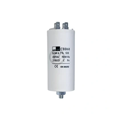 Afbeelding van DL pro Universele motorcondensator 31,5 µF 450 V Ø 40 x 95 mm met 6,3 AMP aansluitingen en bevestigingsschroeven M8 CBB60 startcondensator voor apparaten