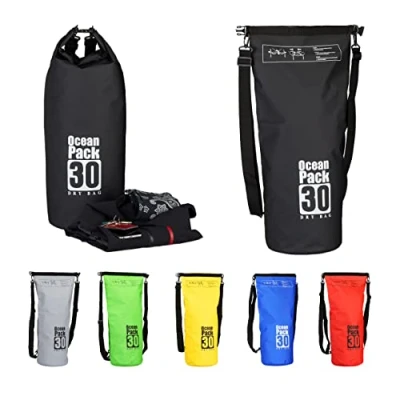 Afbeelding van Relaxdays Ocean Pack 30 Liter waterdichte tas outdoor droogtas Dry Bag plunjezak zwart