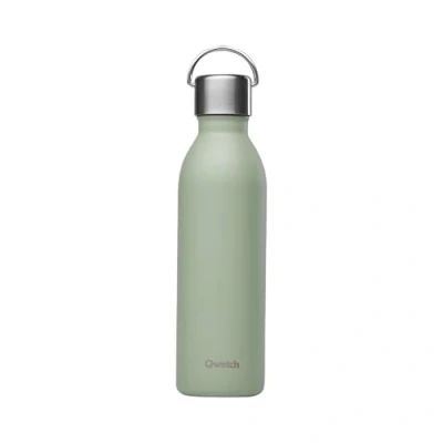 Afbeelding van Qwetch Thermosfles Active linde groen 600 ml Drinkfles met handvat van gerecycled roestvrij staal 24 uur koud en 12 warm Waterdicht, BPA vrij compact