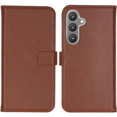 Afbeelding van Selencia Hoesje Geschikt voor Samsung Galaxy S24 Plus Met Pasjeshouder Echt Lederen Bookcase Lichtbruin