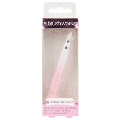 Afbeelding van Brushworks Ceramic TIP Tweezer Haarverwijderingstool, Dames, Maat: One Size, Pink &amp; white