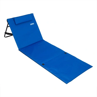 Afbeelding van Strandmat met Rugleuning en Kussen 158cm x 56cm blauw