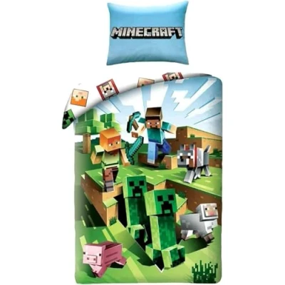 Afbeelding van Minecraft Dekbedovertrek Battle Steve Creeper Sheep 140 x 200 cm
