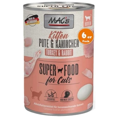 Afbeelding van MAC&#039;s Cat 6 x 400 g Kattenvoer Kitten (Kalkoen &amp; Konijn)