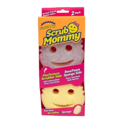 Afbeelding van Scrub Daddy Mommy paarse wasbare afwasspons Herbruikbare spons voor keuken en badkamer, anti kras, antibacterieel, Flextexture schuurspons, schoonmaakaccessoire, set van 2