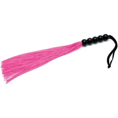 Afbeelding van Rimba Bondage Play Zweepje met siliconen strengetjes roze