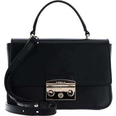 Afbeelding van FURLA Leren Handtas Schoudertas Metropolis Mini Top Handle Bag Nero Zwart