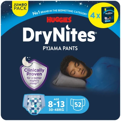 Afbeelding van DryNites luierbroekjes jongens 8 tot 15 jaar (27 57 kg) 52 stuks extra voordeel