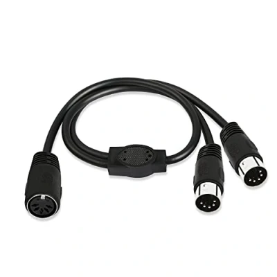 Afbeelding van GINTOOYUN MIDI Y splitter adapterkabel 49,6 cm DIN 5 polig vrouwelijk naar dubbel stekker voor mixers, toetsenborden, muziekmixers, elektronische piano&#039;s enz