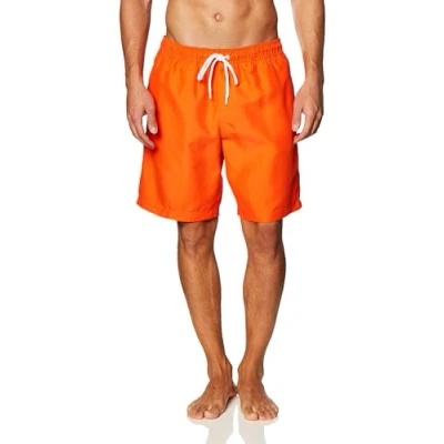 Image de Amazon Essentials Short de Bain 23cm avec Doublure en Maille, Poches, Fermeture à Cordon Homme, Orange, XL