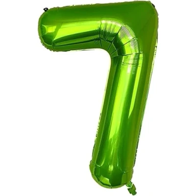 Afbeelding van Verjaardagsballon 7 jaar groen 101 cm ballon cijfer decoratie verjaardag feestdecoratie vliegt dankzij helium