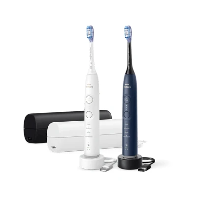 Image de Philips Pack Duo De Brosses À Dents Électriques Sonicare Série 7100 Blanc &amp; Bleu + Étui Voyage Hx7429/01
