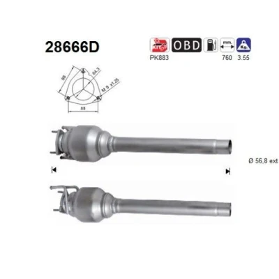 Afbeelding van Katalysator AS 28666D, voor o.a. CITROËN, FIAT, PEUGEOT