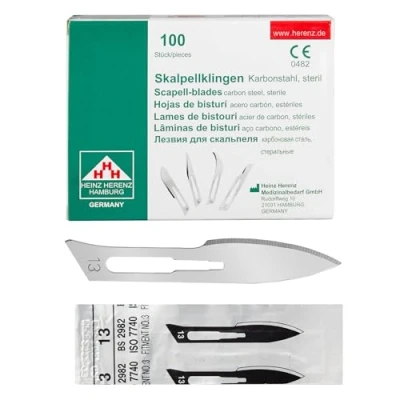 Afbeelding van Shehadeh 100 stuks scalpelmessen figuur 13 voor scalpelhouder nr. 3 afzonderlijk steriel verpakt