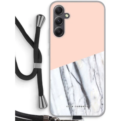 Afbeelding van Case Company® hoesje met Koord geschikt voor Samsung Galaxy A34 A touch of peach Telefoonhoesje Zwart Bescherming aan alle Kanten en Over de Schermrand