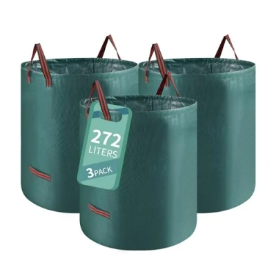 Afbeelding van Giftpot 3 x 272 liter tuinafvalzakken, scheurvaste en waterdichte tuinzakken, vrijstaande opvouwbare bladeropvangzak, belastbaar tot 50 kg