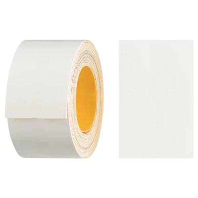 Afbeelding van haggiy Melamine randband, zelfklevend, 40 mm x 5 m, veilige bevestiging zonder strijken door acryllijm, randlijst, fineer voor planken/houten panelen (wit glanzend)