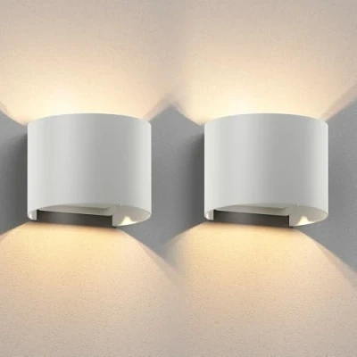 Afbeelding van RUNEL wandlampen, 2 stuks, voor buiten, IP65, up and downlight, mat zwart, rond, max.1 x G9 10 W