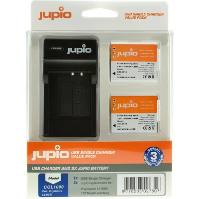 Afbeelding van Jupio Kit: 2x Battery Li 90B/Li 92B 1270mAh + USB Single Charger