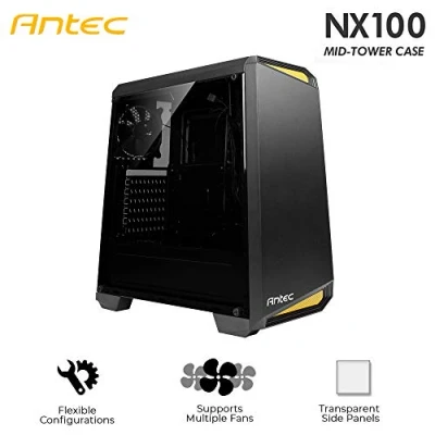 Afbeelding van Antec NX100 (ATX, mATX, Mini ITX), PC behuizing, Zwart, Geel