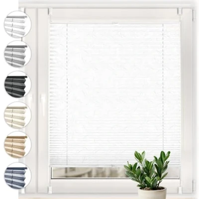 Afbeelding van plisségordijn Crush Sonello Klemmfix zonder boren 85 cm x 100 wit, rolgordijnen voor deuren en ramen, ondoorzichtig, bescherming van de privacy, zonwering, klaar gebruik