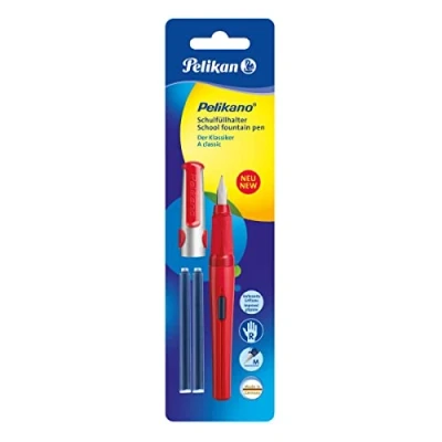Afbeelding van Pelikan 971234 Pelikano P480 vulpen voor schoolkinderen M punt met 2 GTP patronen (blauw)