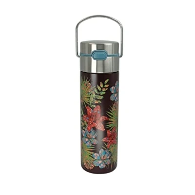 Afbeelding van Eigenart LEEZA Rustic Flower 11016 Dubbelwandige Thermosfles van roestvrij staal met sportdop en zeef, BPA vrij, 500 ml