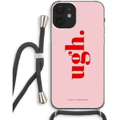 Afbeelding van Case Company® hoesje met Koord geschikt voor iPhone 12 mini Ugh Telefoonhoesje Zwart Extra Bescherming aan alle Kanten en Over de Schermrand