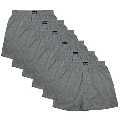 Afbeelding van MioRalini 6 heren boxershort in klassieke kleuren 100% katoen zonder zijnaden naadloze maat 5 10, met gulp en knop set 06