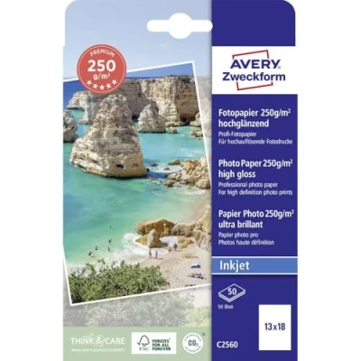 Afbeelding van Avery Zweckform Premium C2560 Fotopapier 13 x 18 cm 250 g/m² 50 vellen Hoogglans