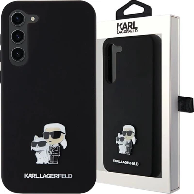 Afbeelding van Karl Lagerfeld Siliconen Karl&amp;Choupette Metalen Pin hoesje voor Samsung Galaxy S24+ zwart