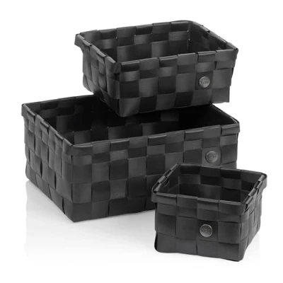 Afbeelding van Mand, Set van 3 Stuks, Polypropyleen, Zwart Kela Neo