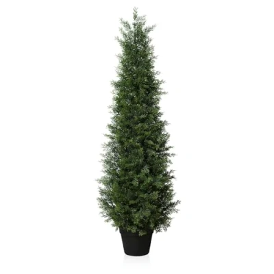 Afbeelding van Fopamtri Kunstmatige buitenplant, 120 cm, kunstcipressen in pot, uv bestendige cederhout, voor binnen en buiten, huis, tuin, veranda (1 stuk)