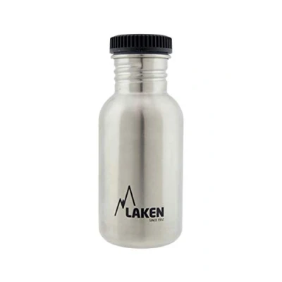 Afbeelding van RVS fles 0,5L Basic Steel Bottle Black screw cap, Laken