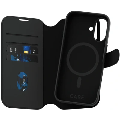 Afbeelding van PanzerGlass Hoesje Geschikt voor iPhone 16 Met Pasjeshouder CARE 2 in 1 Wallet Case Zwart