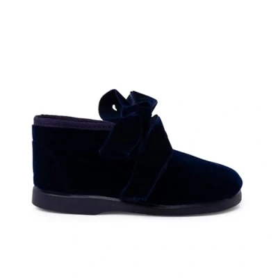 Afbeelding van Pisamonas Bottines Enfants Velours Nœud Taille 22 Couleur Bleu Marine
