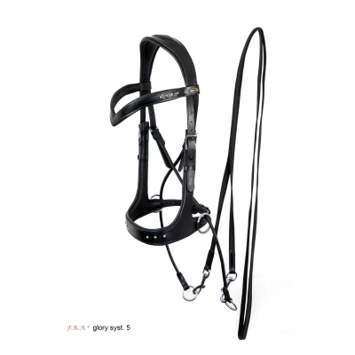Image de F.R.A. Bridon Glory Jawcrossed Cuir avec Perles Noir Full