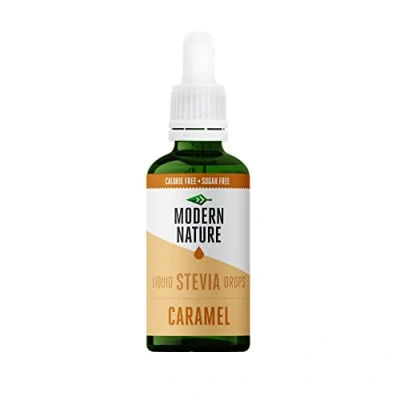 Afbeelding van Modern Nature Vloeibare stevia Druppels Karamelsmaak Zero Calorieën en Suikervrij Keto Vegan Diet Flavour Drops voor koffie, eiwitten, pap, yoghurt, drops, zoetstof, 50 ml