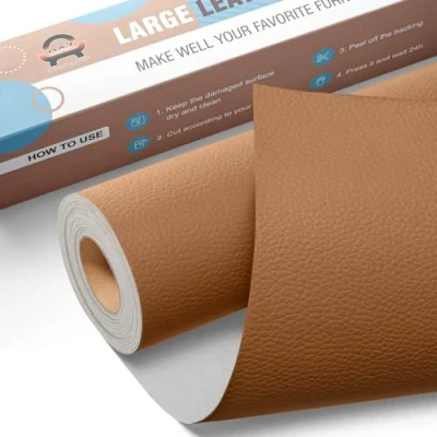 Afbeelding van Leren reparatiepatches, 40 x 160 cm, zelfklevende leder reparatietape, voor bank, autostoel, meubels, tas, lichtbruin