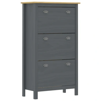 Afbeelding van Schoenenkast Hill Range 72x35x124 cm massief grenenhout grijs