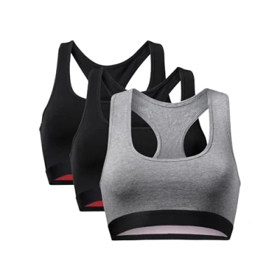 Afbeelding van DANISH ENDURANCE Set van 1 of 3 biologische katoenen beha&#039;s, ultrazacht en comfortabel, dames, Veelkleurig (2 x zwart, grijs/zwart)