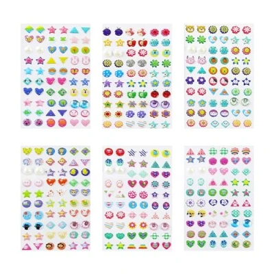 Afbeelding van 360 stuks 3D kristallen stickers voor kinderen, lijmstickers, meisjes, nageldecoratiestickers, zelfklevende oorbellen,