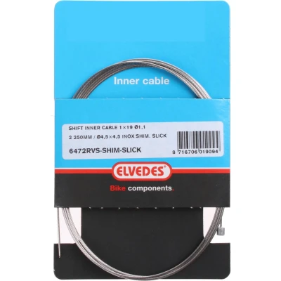 Afbeelding van Schakel binnenkabel Elvedes 2250mm 1x19 draads RVS Slick ø1,1mm met N nippel ø4,5 x 4,5