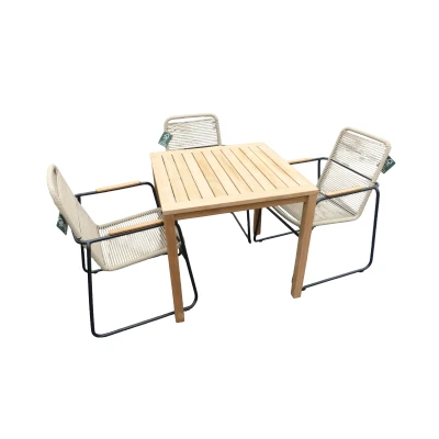 Afbeelding van Set van Trento tafel 80x80x75 teak en 4 Wasabi stoelen naturel incl. kussen Yoi
