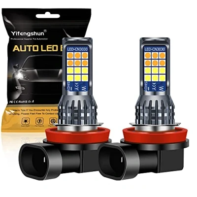 Afbeelding van Yifengshun 2 stuks 7,2 W H11 H8 LED mistlamp geel + wit, 24SMD 3030 kleuren 600 lumen voor auto frontale daglicht DRL 12V